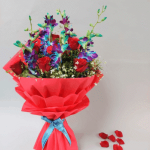 Rose, Orchid aur Chrysanthemum mixed bouquet