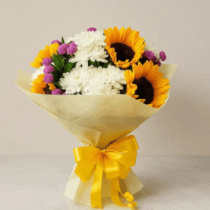 Sunflower And White Chrysanthemum