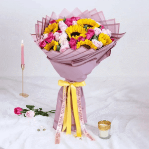 4 Sunflowers And Mixed Flowers Bouquet