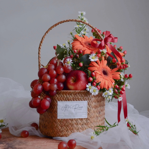 mix fruit basket with flower