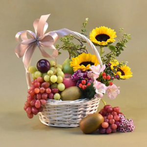 mix fruit basket with sunflower