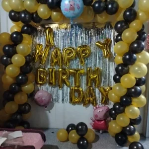 Yellow Black Birthday Balloon Decoration