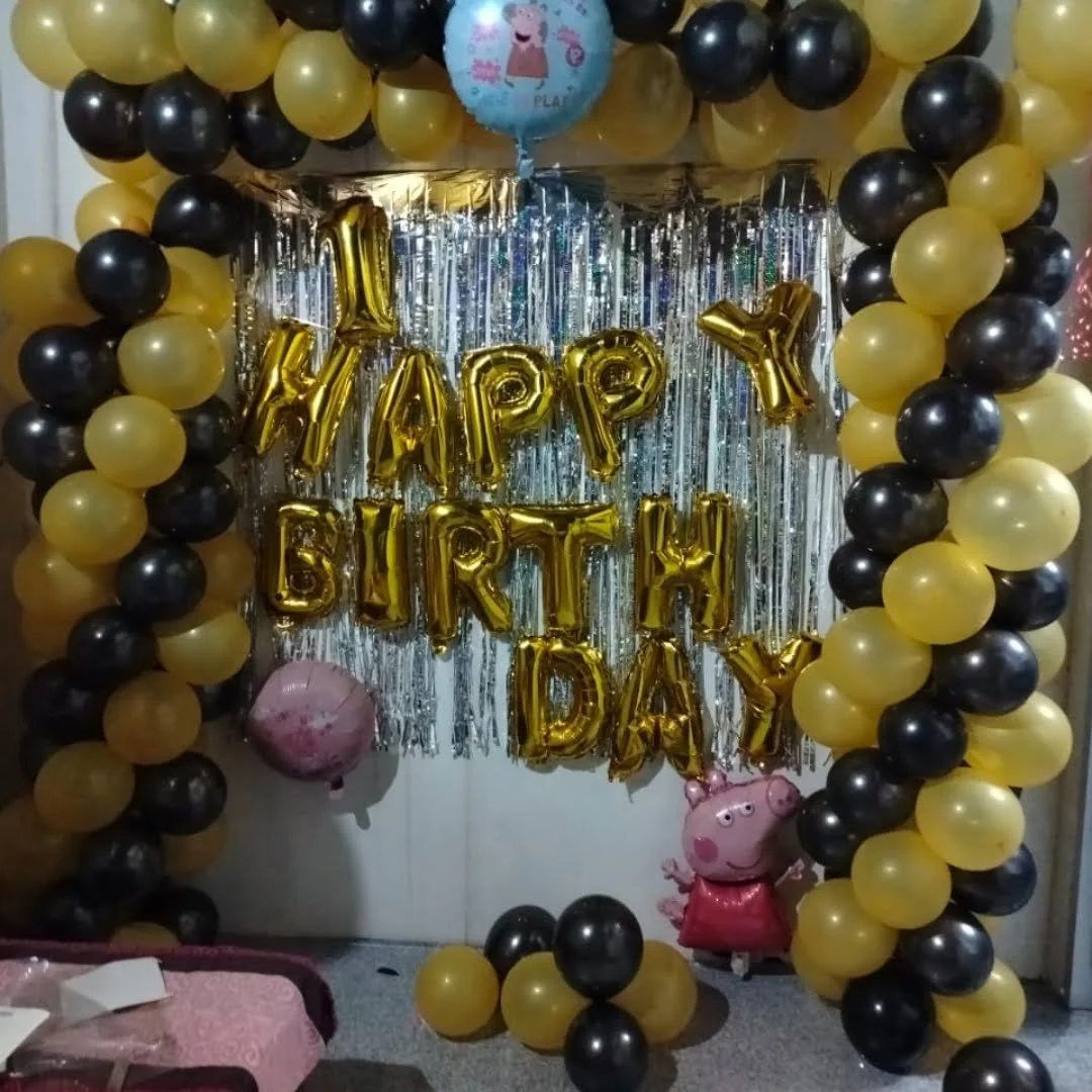 Yellow Black Birthday Balloon Decoration