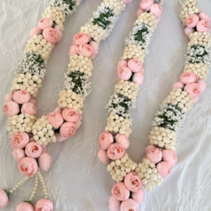 Light Pink Peony, Mogra and Baby's Breath Flower Wedding Varmala
