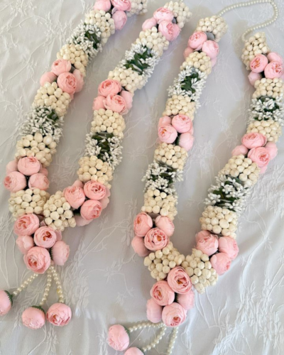 Light Pink Peony, Mogra and Baby's Breath Flower Wedding Varmala