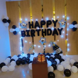Birthday Decoration With Black And White Balloons