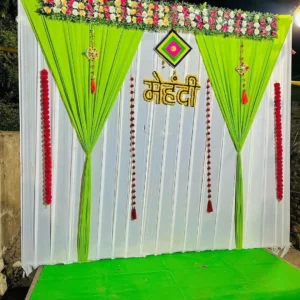 Green Theme Mehndi Decoration